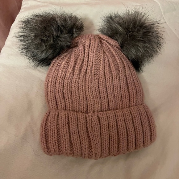 Pink Double Pom Pom Beanie - Picture 2 of 4